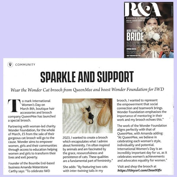 QueenMee Accessories, cat brooch, decorative animal jewellery accessory
