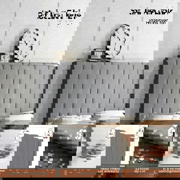 Levede King Bed Frame Panel Plush Metal Wooden Upholstered Bed Base Platform