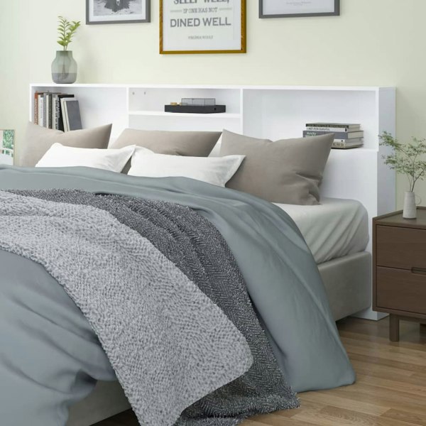 Berkfield Headboard Cabinet White 220x19x103.5 cm