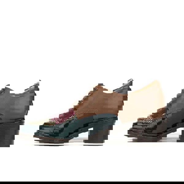 Embassy London Retro Tone - Green & Brown & Purple - Women's Colour-block leather lace-up with signature kiltie detail