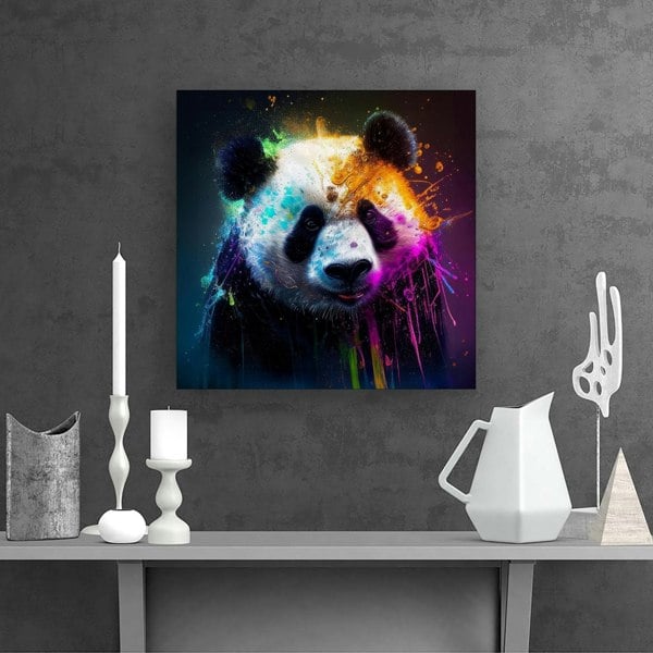 Warren Reed Panda Face Splashart Colourful Canvas