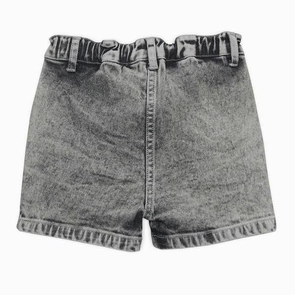Mini Cuddles Baby Girls Daisy Embroidered Denim Shorts, Grey