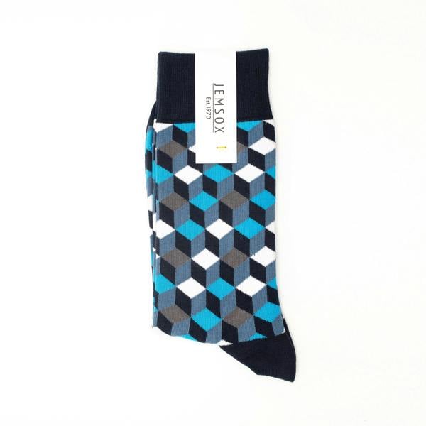 Jemsox Box Geo Print Mens Socks – Organic Cotton Crew