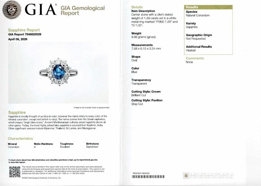 Gemdaia Ceylon Blue Sapphire Halo Ring – GIA Certified, Platinum