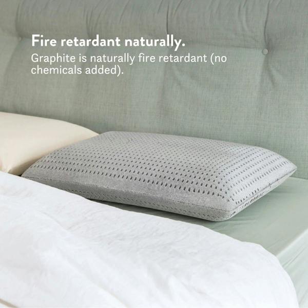 Graphite Latex Pillow - Natural foam pillow alternative soft bouncy supportive cooling 100% cotton undyed unbleached cover 