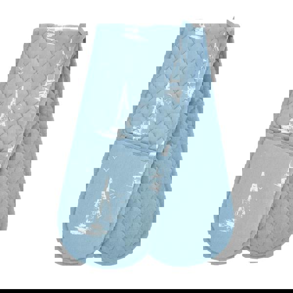 Catherine Lansfield Salcombe Boats Cotton Kitchen Double Oven Glove Blue