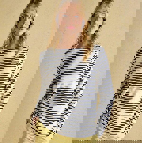 Joules HARBOUR Boat Neck 100% Cotton Breton Top Cream/Navy Stripe