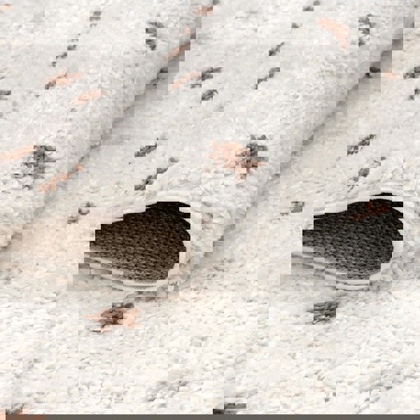 Moodi Shaggy Cream/Brown Rug, Dots design, Underfloor heating | THE RUGS