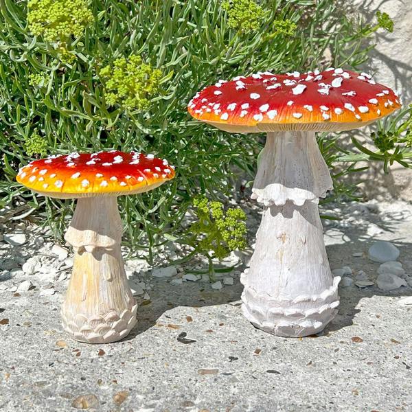 Farmwood Pair of Red Mushroom Toadstools