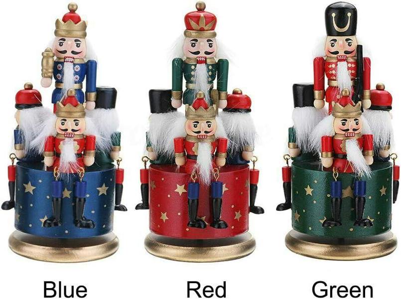 20cm Wooden Musical Nutcracker Soldier Christmas Ornament with Clockwork Movement image 8