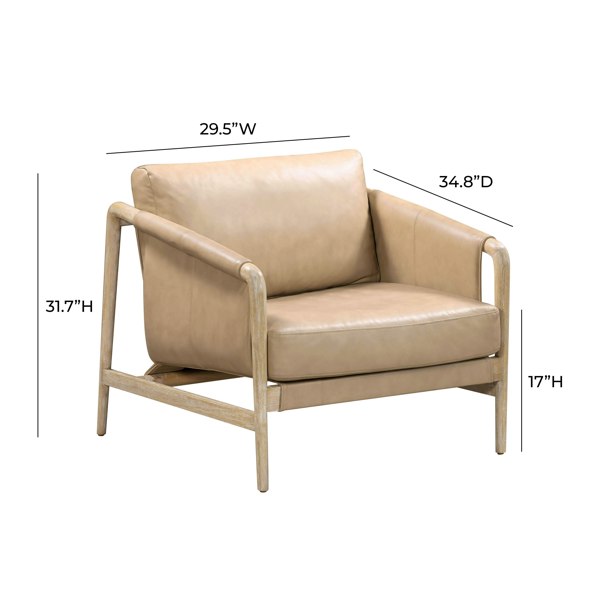 Furniture Edit Chakka Tan Genuine Leather Accent Chair