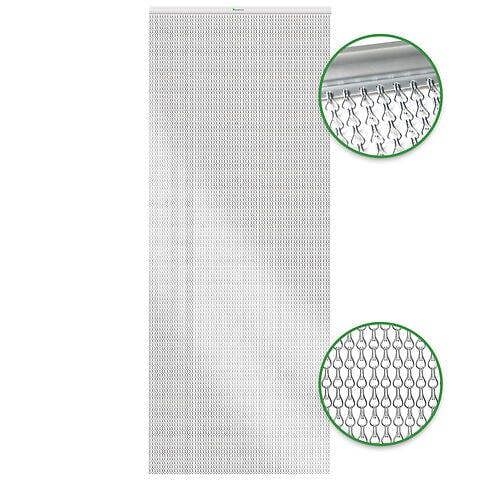 Xterminate Aluminium Fly Blind Door Screen Chain Curtain Silver with Spare Chains & Fixtures, For Buisness and Home