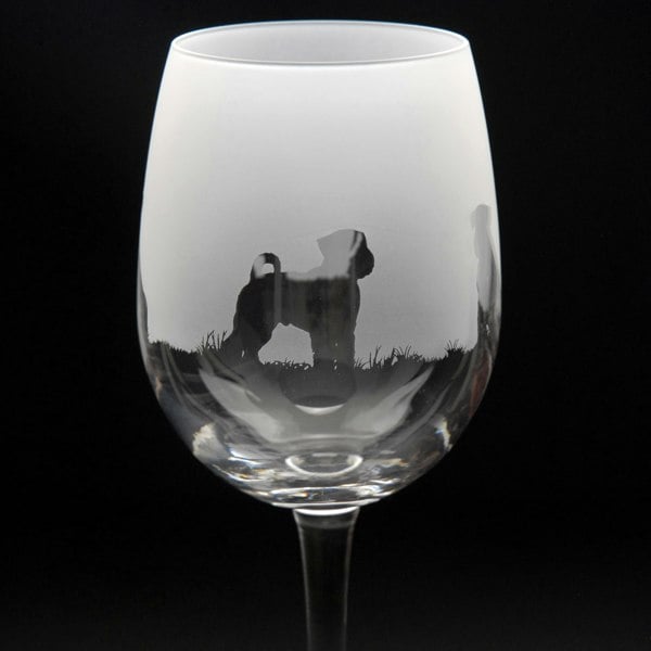 Glyptic Glass Art Schnauzer Dog Crystal Wine Glass - Hand Etched/Engraved Gift