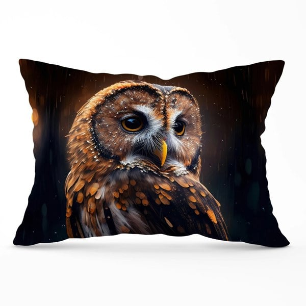 Warren Reed Tawny Owl Face Splashart Dark Background Cushions