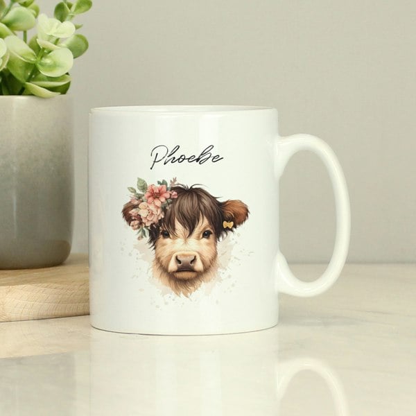 Personalised Memento Company Personalised Highland Cow Mug - Girl