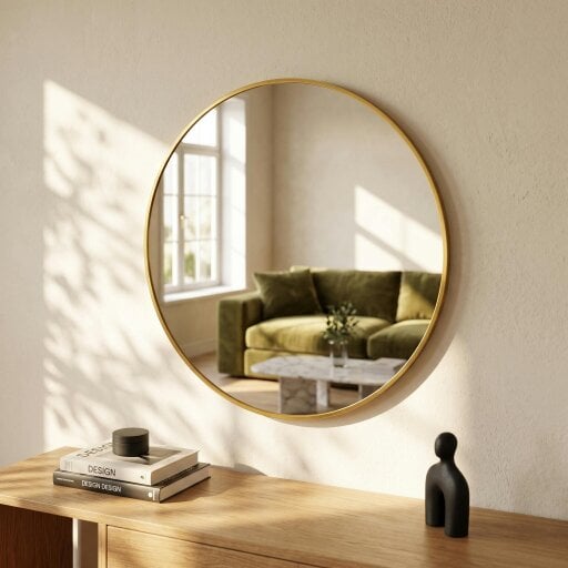 Downton Interiors Gold Round Wall Metal Mirror 50 cm