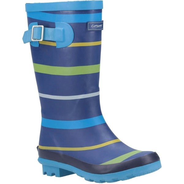 Cotswold Stripe Wellington Rubber Boys Blue/Green/Yellow Wellington Boots