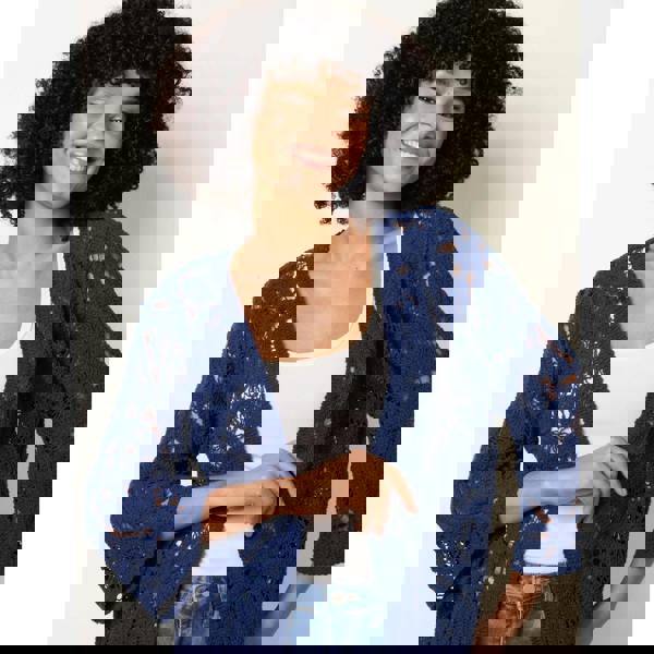 Blue Vanilla Crochet Tie Front Cardigan