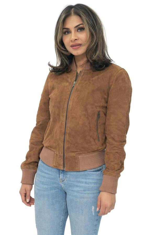 Infinity Leather Womens MA-1 Suede Bomber Jacket-Arnhem