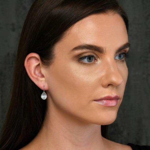 925 Sterling Silver Leverback Cubic Zirconia Drop Earrings - namana.london