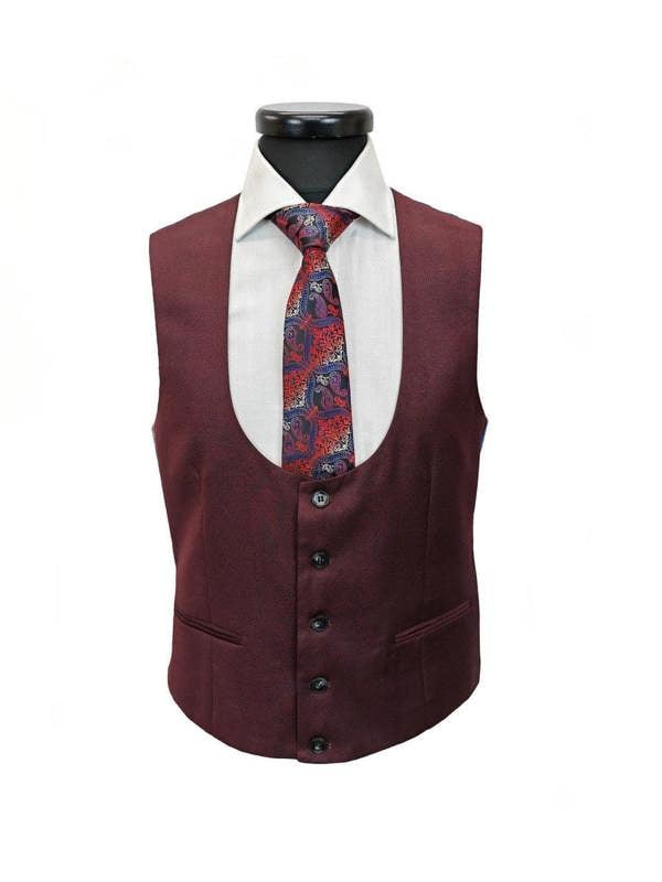 Burgundy 3-Piece Suit Waistcoat