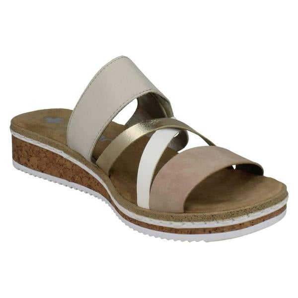 Rieker Ladies Rieker Wedge Heeled Strappy Mule Sandals V3652