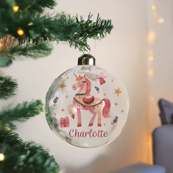 Personalised Memento Company Personalised Unicorn Christmas Glass Bauble