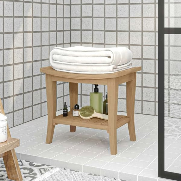 Berkfield Shower Bench 50x35x45 cm Solid Wood Teak