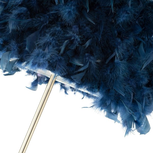 Modern and Chic Midnight Blue Feather Floor Lamp with Satin Nickel Plated Base Image 5