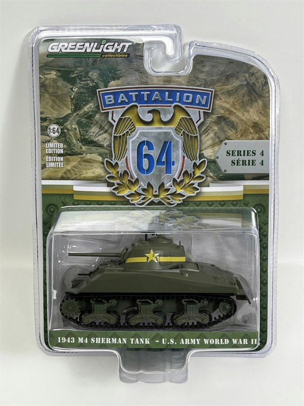 Greenlight 1943 M4 Sherman Tank US Army World War II 1:64 Scale Greenlight 61040C