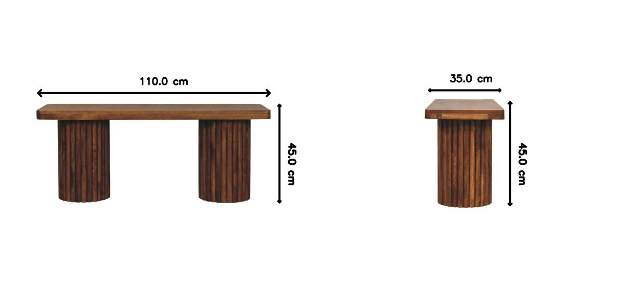 Artisan Furniture Solid Wood Astoria Fluted Bench, Brown