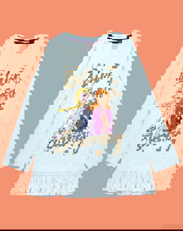 Disney Girls Blue Elsa, Anna Long Sleeved T-Shirt