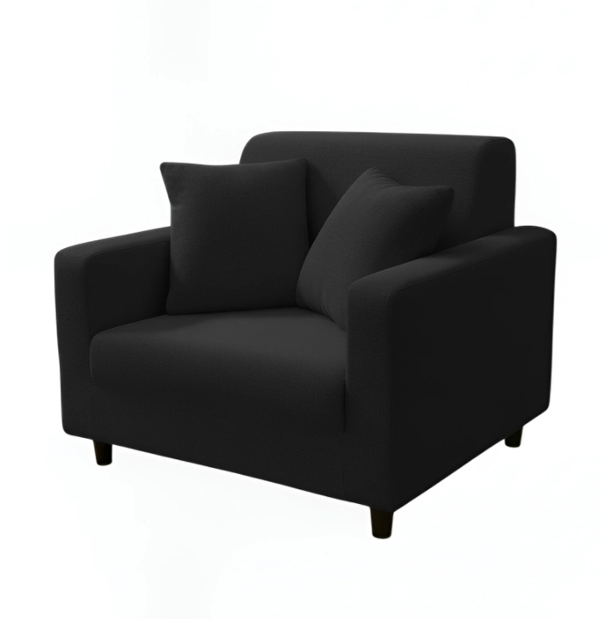 Anyseat 1 Seater Sofa Cover Plain Black Style and Protection For Living Room Sofa Chair Elastic Stretchable Slipcover
