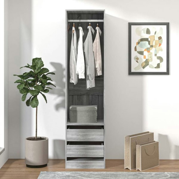 Berkfield Wardrobe with Drawers Grey Sonoma 50x50x200 cm Engineered Wood