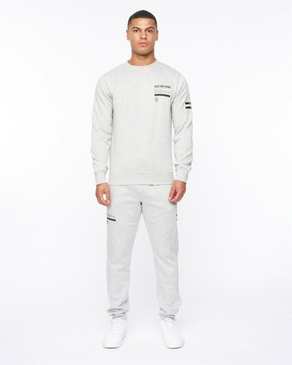 Duck and Cover Jennerkins Crew Sweat & Joggers Set Grey Marl