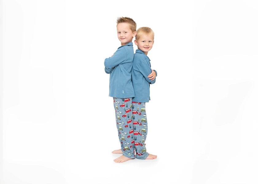 Luca and Rosa Boys button up pyjamas - car print