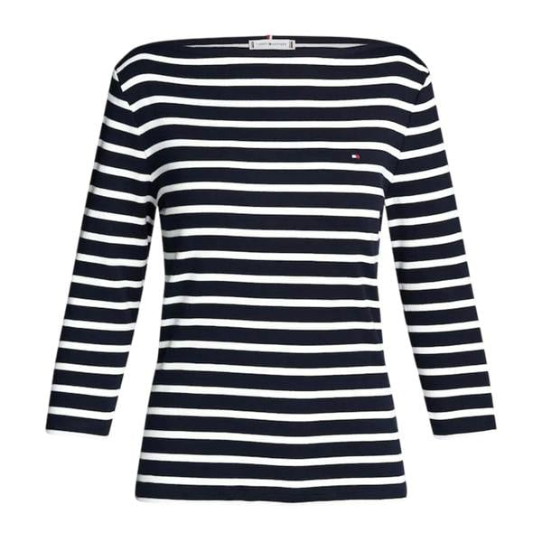 Tommy Hilfiger Womens/Ladies Striped Boat Neck Slim T-Shirt - Abyss Blue - 