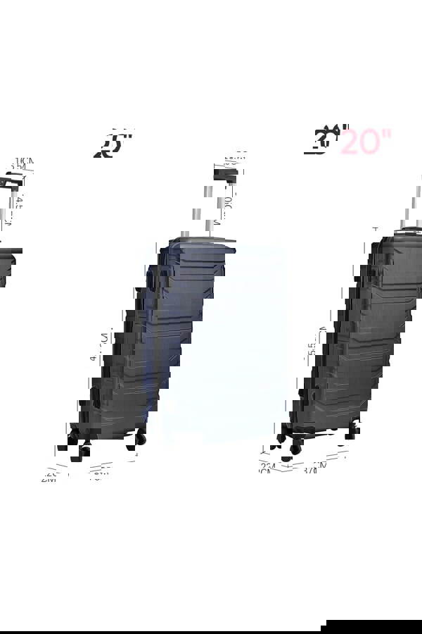 Living and Home Rolling Hardshell Luggage Travel Suitcase, 20" Blue