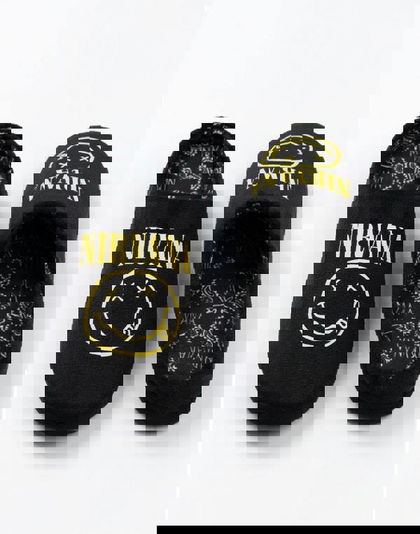 Nirvana Unisex Kids Black Logo Mule Slippers