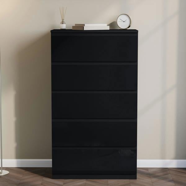 Vida Designs Glinton 5 Drawer Chest, Black