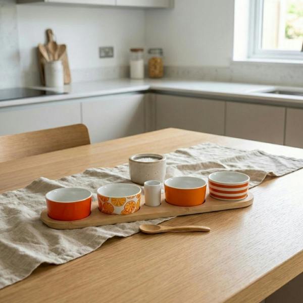Garden Greatness Tange Tapas Bowl Set Wooden Board