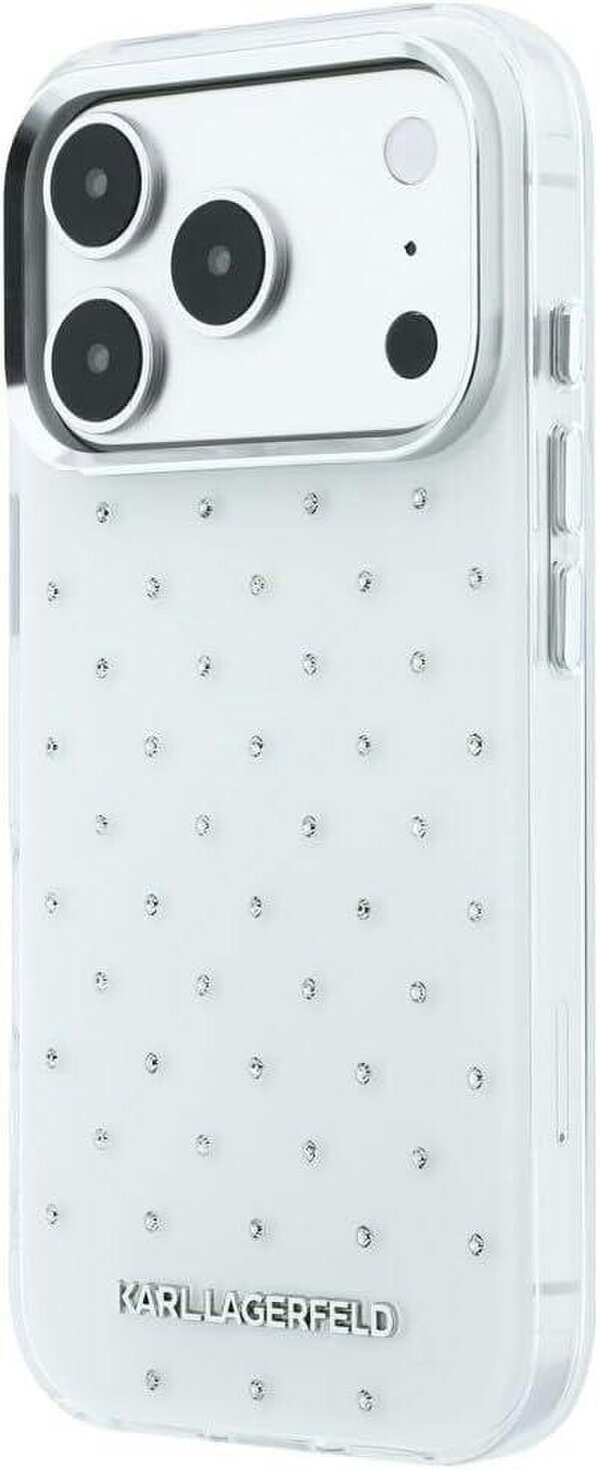 Karl Lagerfeld IML Rhinestones Allover and Electroplated Logo Case for iPhone 17/18 Pro Max 6.9" White - KLHCP18X6HCRDKLH