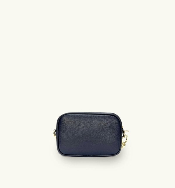 Apatchy London The Mini Tassel Leather Phone Bag - Navy