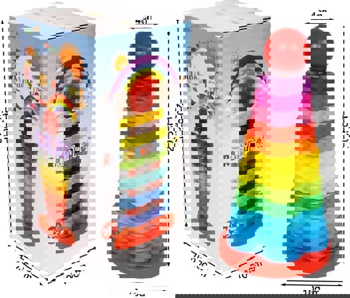 KAV Wooden Rainbow Stacking Rings - Educational Baby Toys for Hand-Eye Coordination and Fine Motor Skills - Colourful Wooden Puzzles & Learning Toys