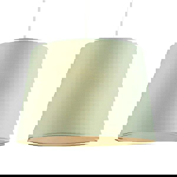 Olive Green Cotton Fabric Drum Lampshade with White Cotton Inner Image 2