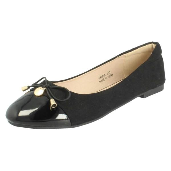 Spot On Ladies Spot On Bow Detailed Flat Ballerina Casual Shoes F80598