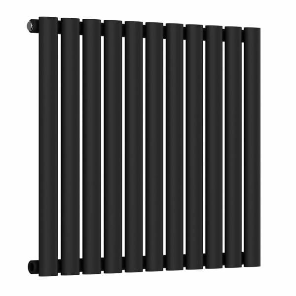 MYHOMEWARE Black 660 x 600 mm Modern Horizontal Column Designer Radiator Oval Single Panel Radiator Heater