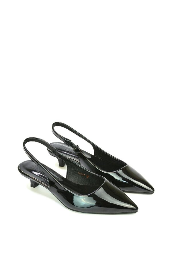 XY LONDON Pointed Toe Low Kitten Heel Slingback Pumps