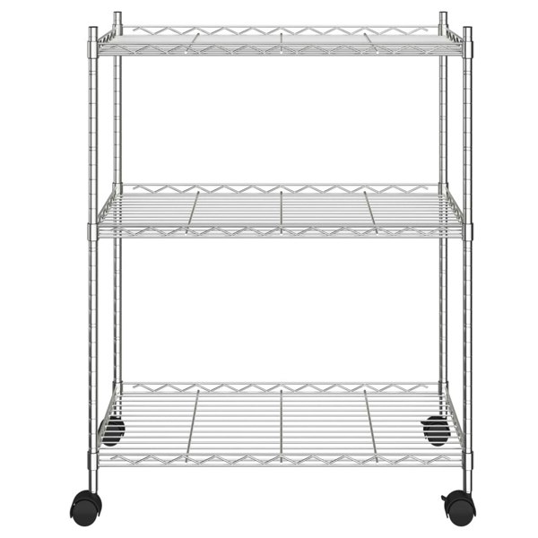 Berkfield 3-Tier Storage Rack with Wheels 60x35x81 cm Chrome 150 kg