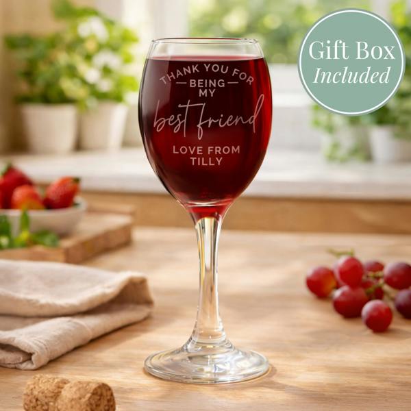 Abode Home & Gifts Personalised Thank You Wine Glass